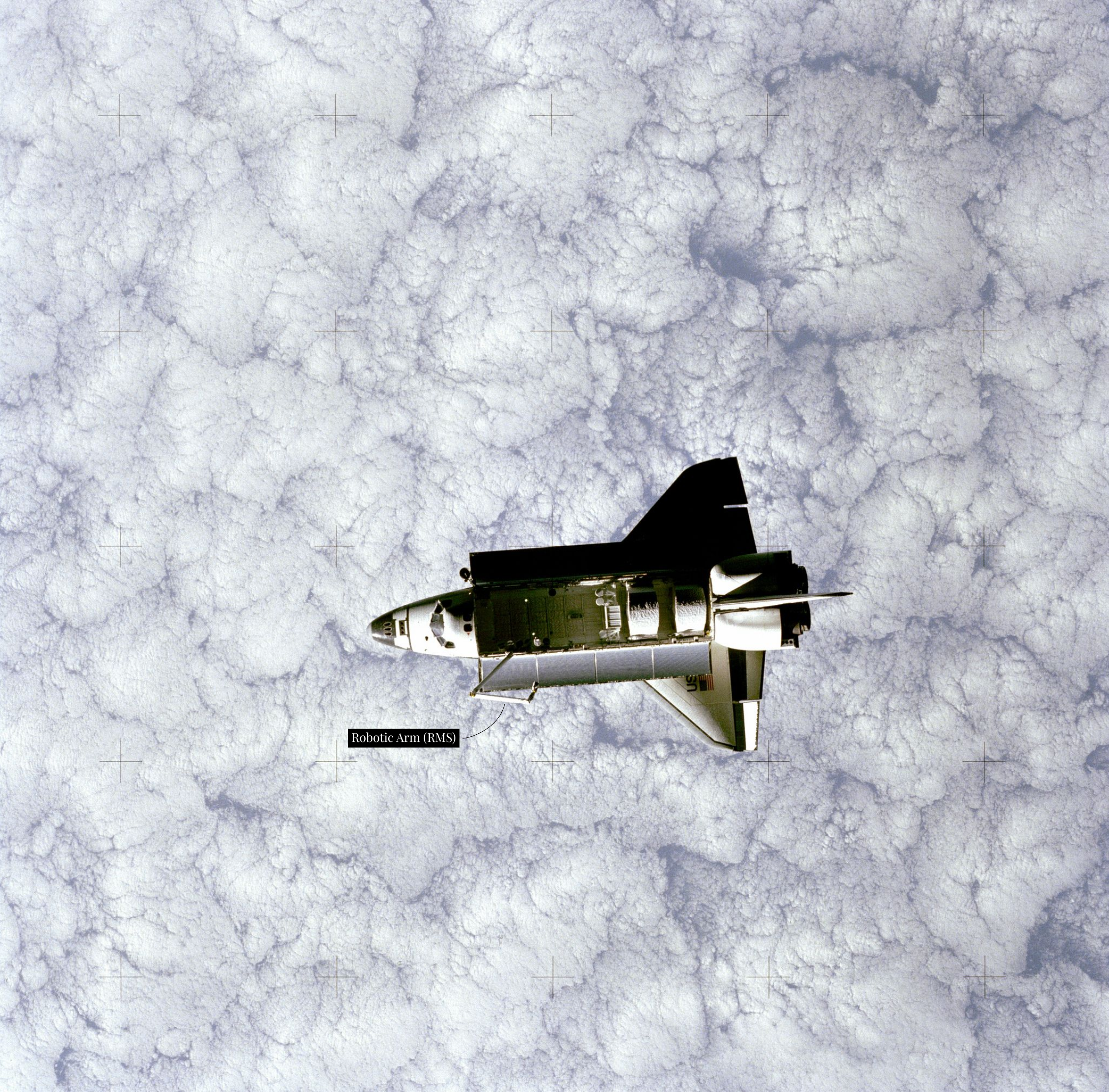 Image of challenger floating against the clouds